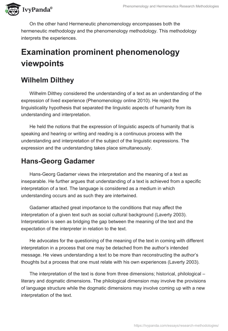 Phenomenology and Hermeneutics Research Methodologies. Page 5