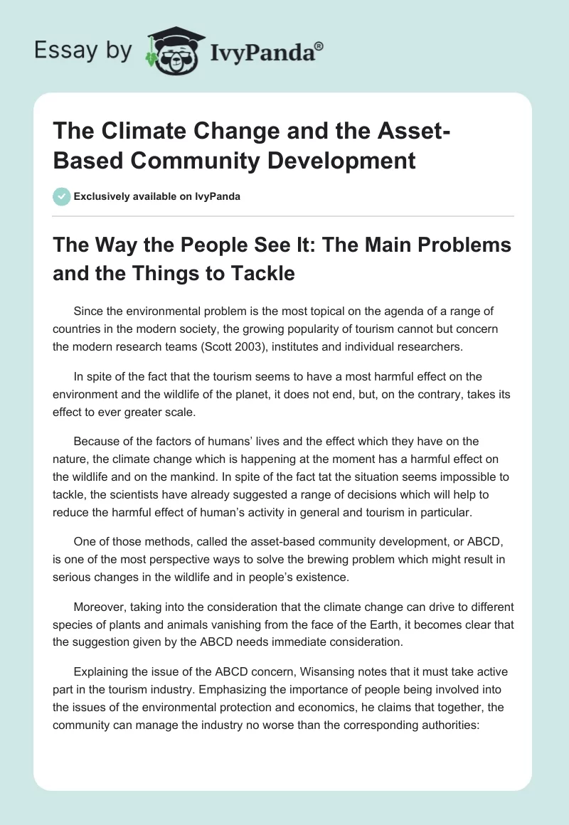 The Climate Change and the Asset-Based Community Development. Page 1
