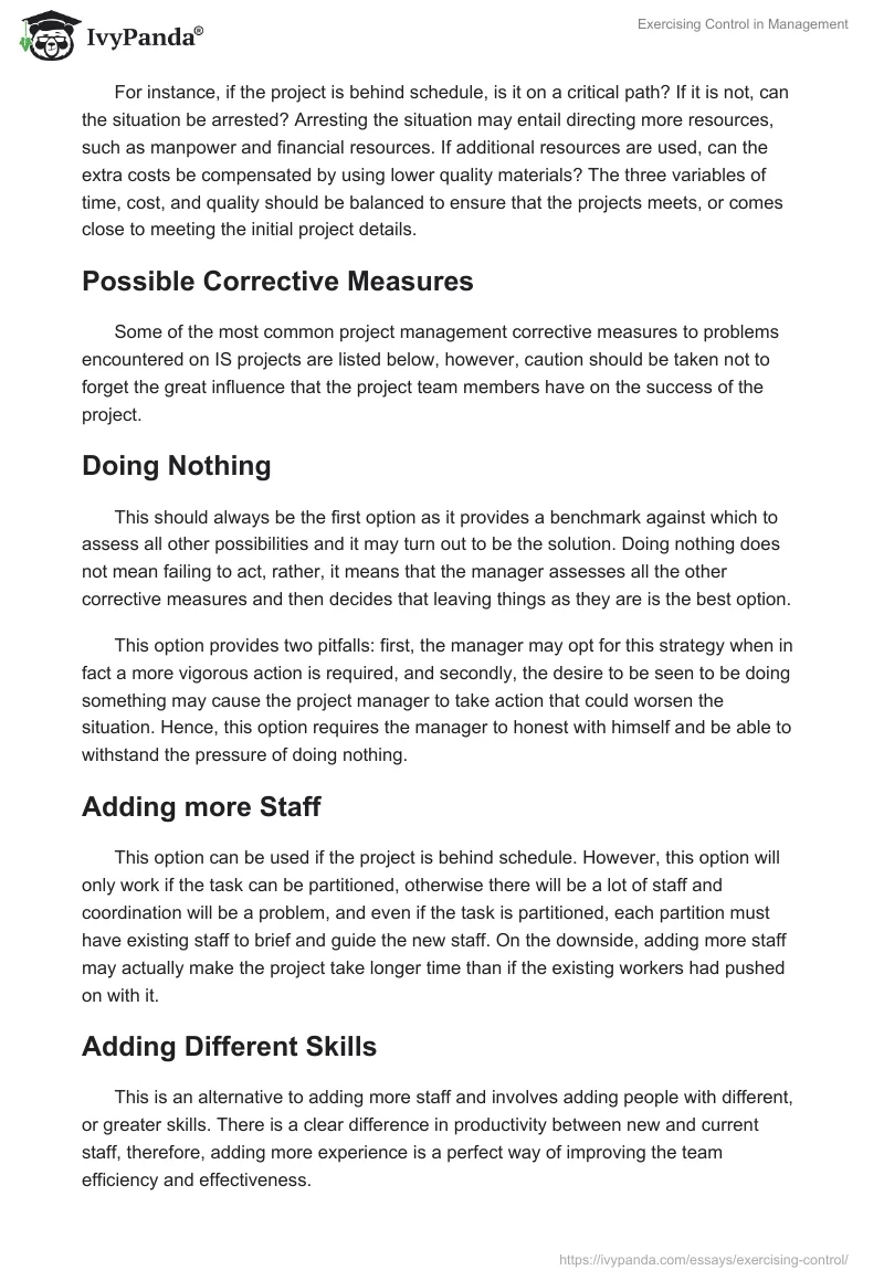 Exercising Control in Management. Page 2