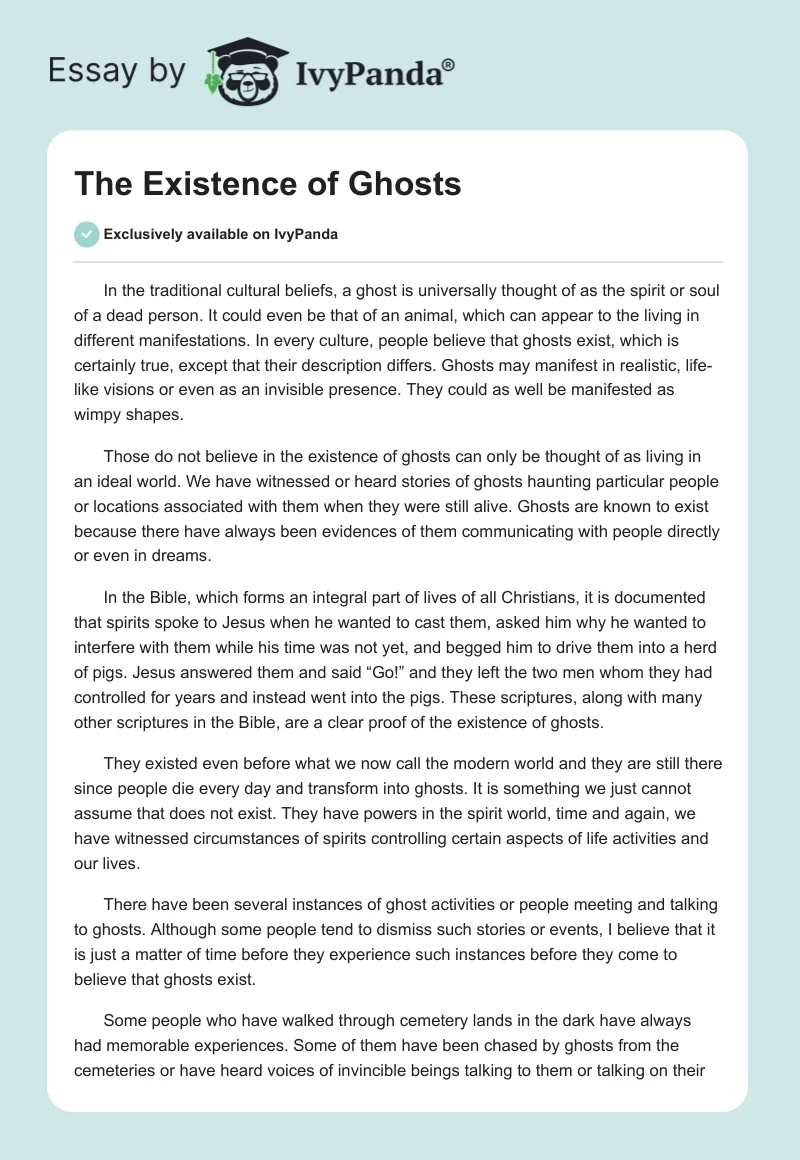 The Existence of Ghosts. Page 1
