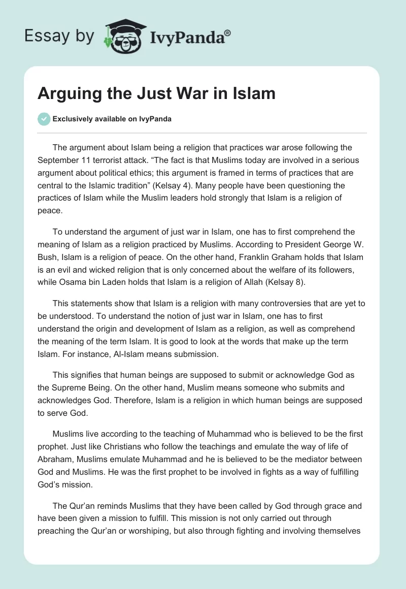 Arguing the Just War in Islam. Page 1