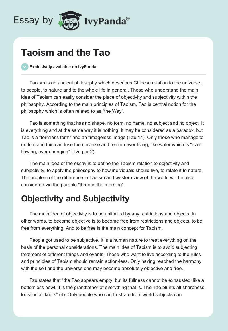 Taoism and the Tao. Page 1