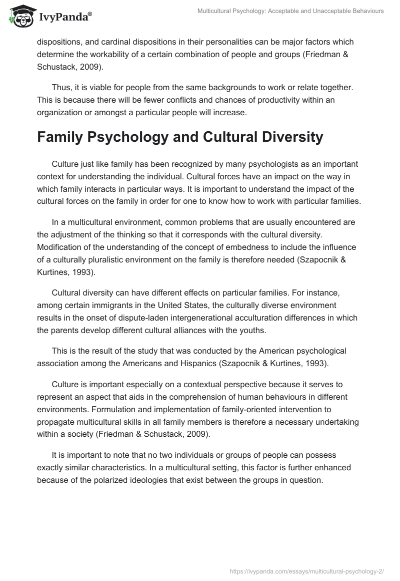 Multicultural Psychology: Acceptable and Unacceptable Behaviours. Page 3