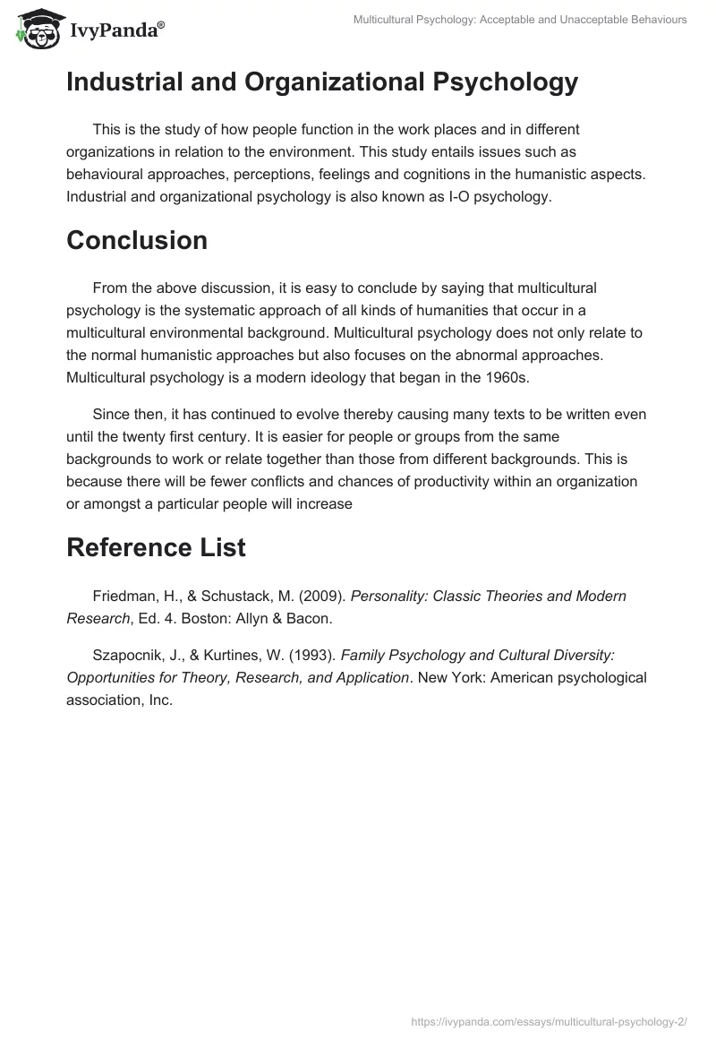 Multicultural Psychology: Acceptable and Unacceptable Behaviours. Page 4
