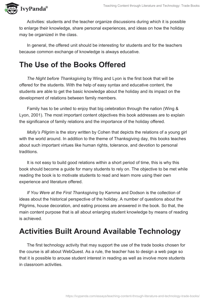 Teaching Content Through Literature and Technology: Trade Books. Page 3