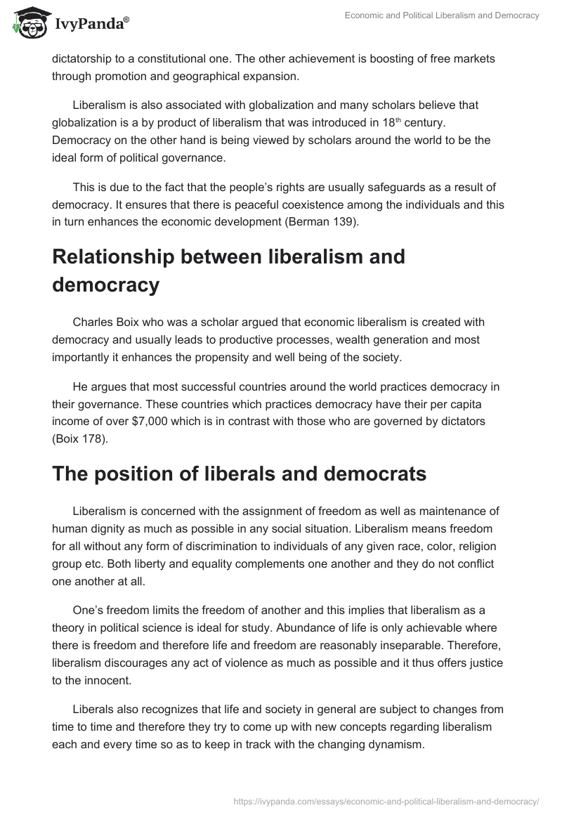 Economic and Political Liberalism and Democracy. Page 2