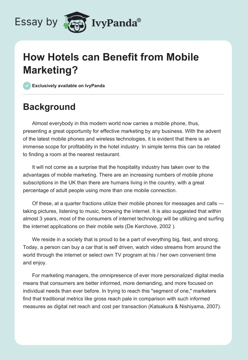 How Hotels can Benefit from Mobile Marketing?. Page 1