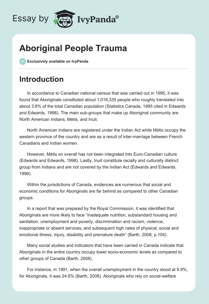 Aboriginal People Trauma. Page 1