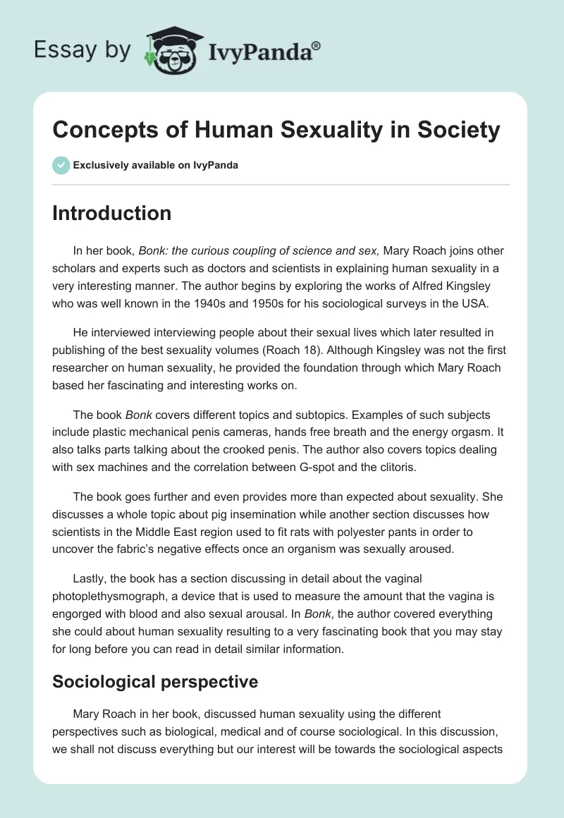 Concepts of Human Sexuality in Society. Page 1