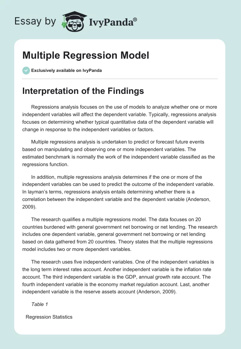 regression model research paper