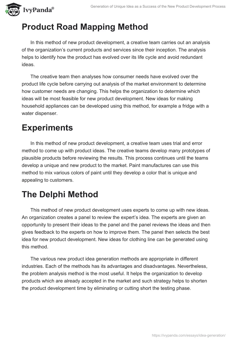 Generation of Unique Idea as a Success of the New Product Development Process. Page 2