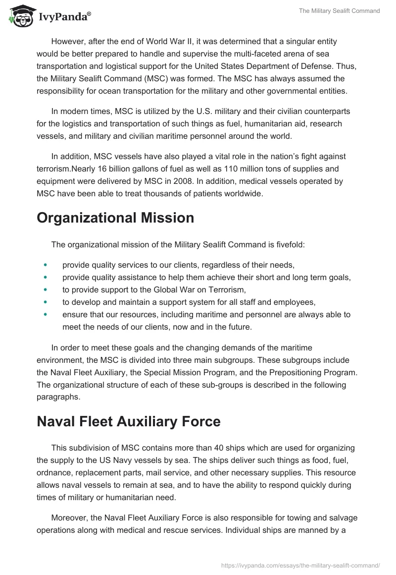 The Military Sealift Command. Page 2
