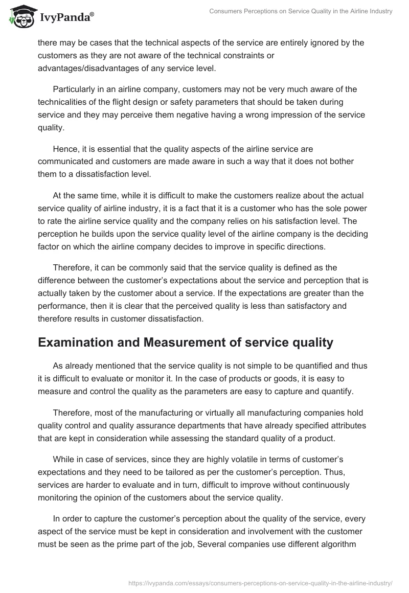 Consumers Perceptions on Service Quality in the Airline Industry. Page 5