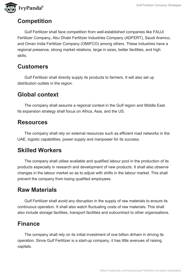 Gulf Fertilizer Company Strategies. Page 4