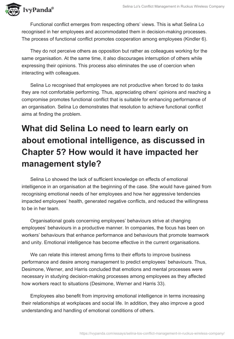Selina Lo's Conflict Management in Ruckus Wireless Company. Page 4