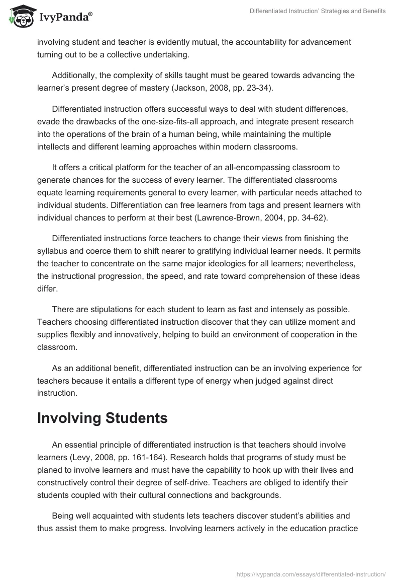 Differentiated Instruction’ Strategies and Benefits. Page 3