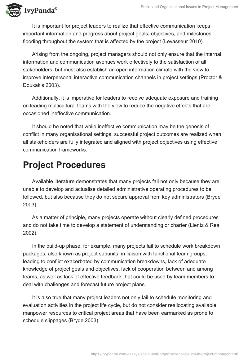 Social and Organisational Issues in Project Management. Page 4