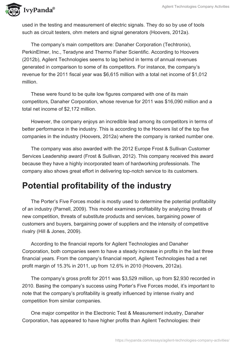 Agilent Technologies Company Activities. Page 2