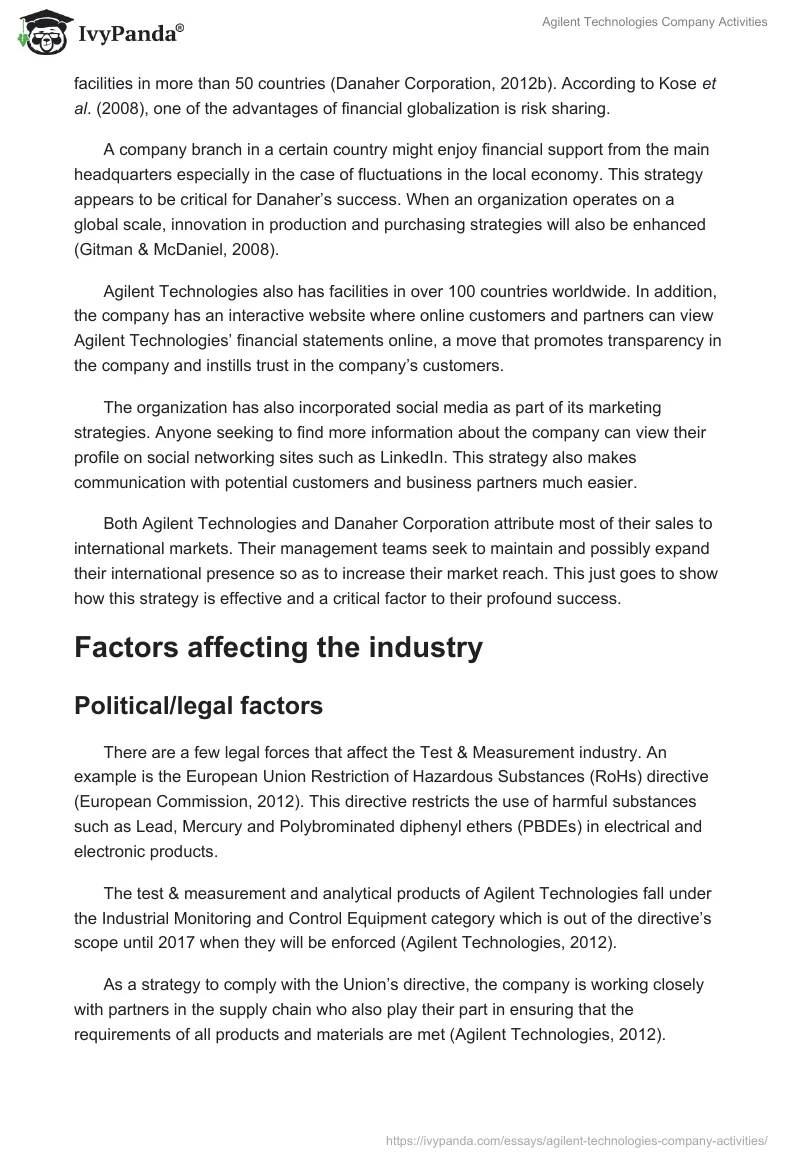 Agilent Technologies Company Activities. Page 4