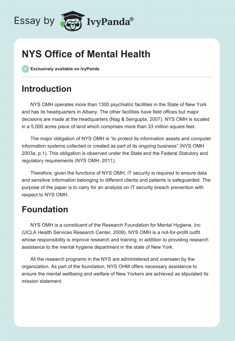 NYS Office of Mental Health. Page 1