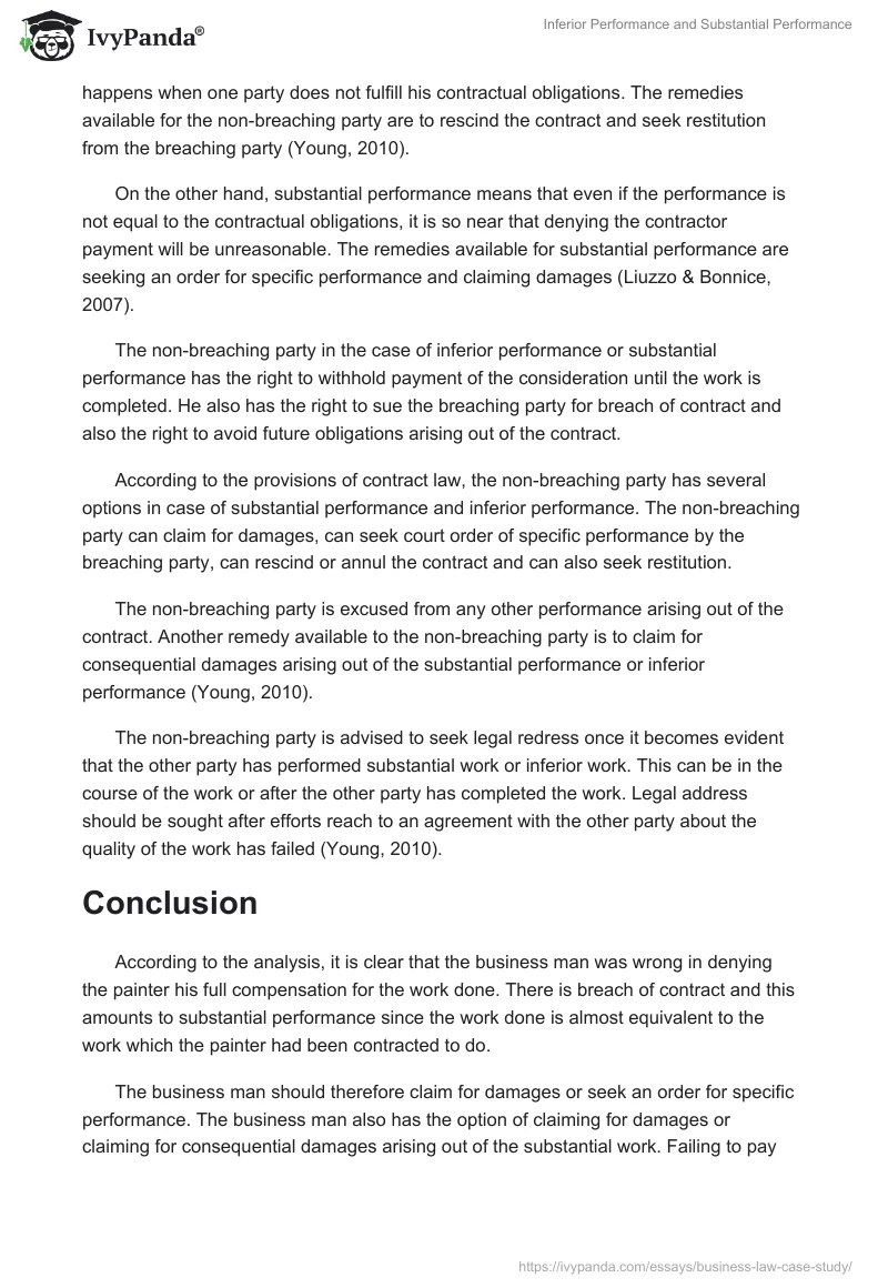 Inferior Performance and Substantial Performance. Page 2