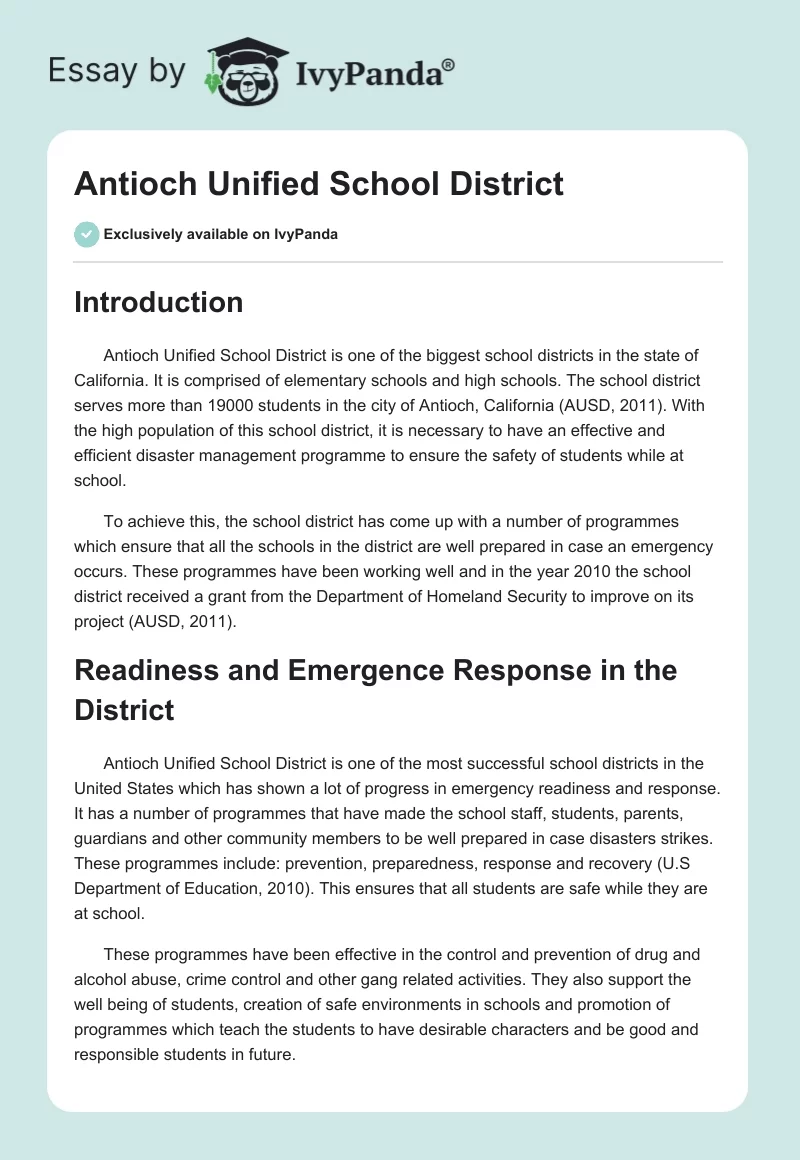 Antioch Unified School District. Page 1