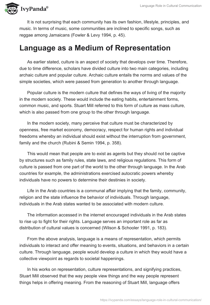Language Role in Cultural Communication. Page 2