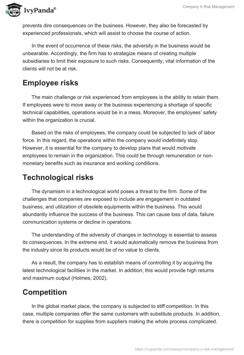Company X Risk Management. Page 3