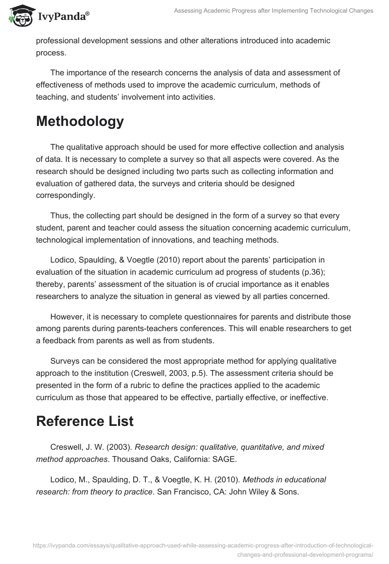 Assessing Academic Progress after Implementing Technological Changes. Page 3