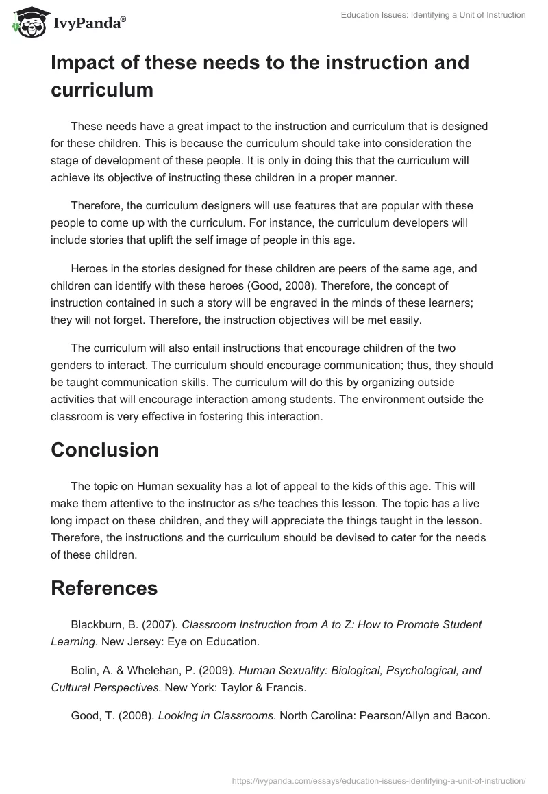 Education Issues: Identifying a Unit of Instruction. Page 3
