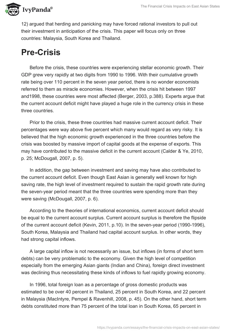 The Financial Crisis Impacts on East Asian States. Page 2