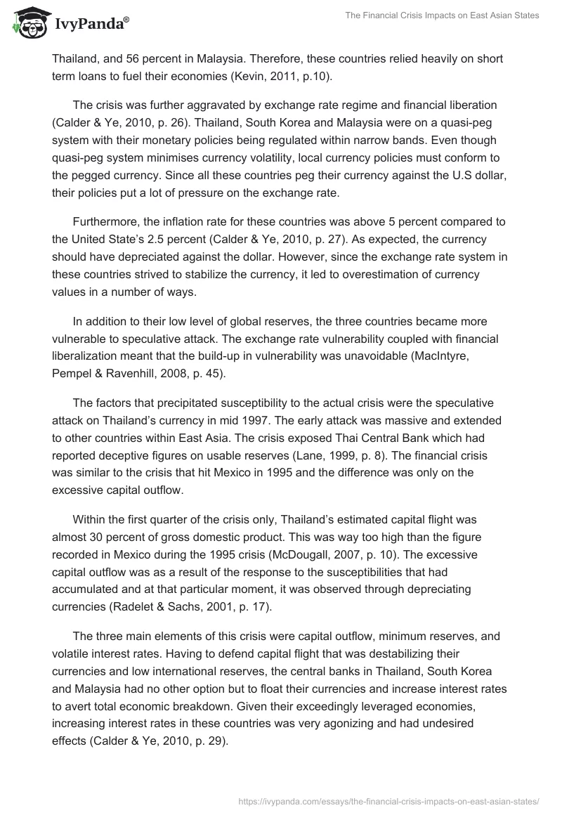The Financial Crisis Impacts on East Asian States. Page 3