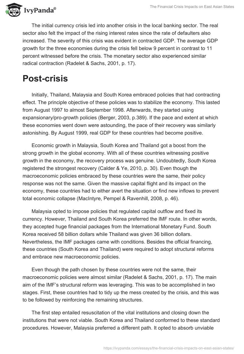 The Financial Crisis Impacts on East Asian States. Page 4