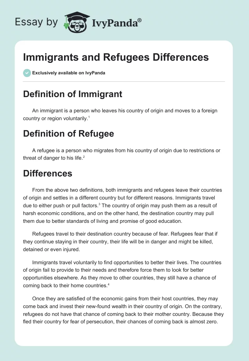 Immigrants and Refugees Differences. Page 1