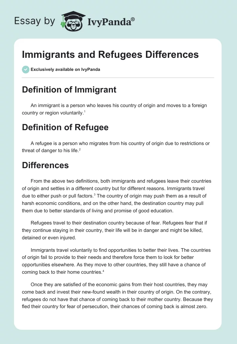 immigrants and refugees essay