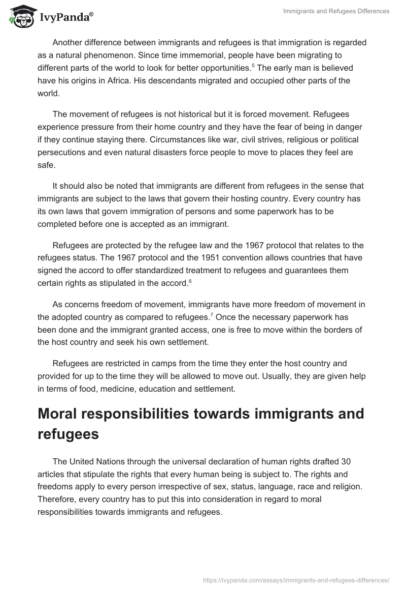 Immigrants and Refugees Differences. Page 2