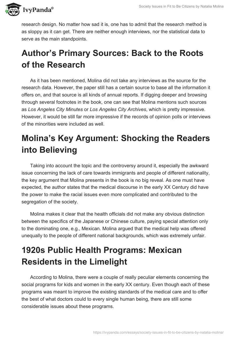 Society Issues in "Fit to Be Citizens" by Natalia Molina. Page 2