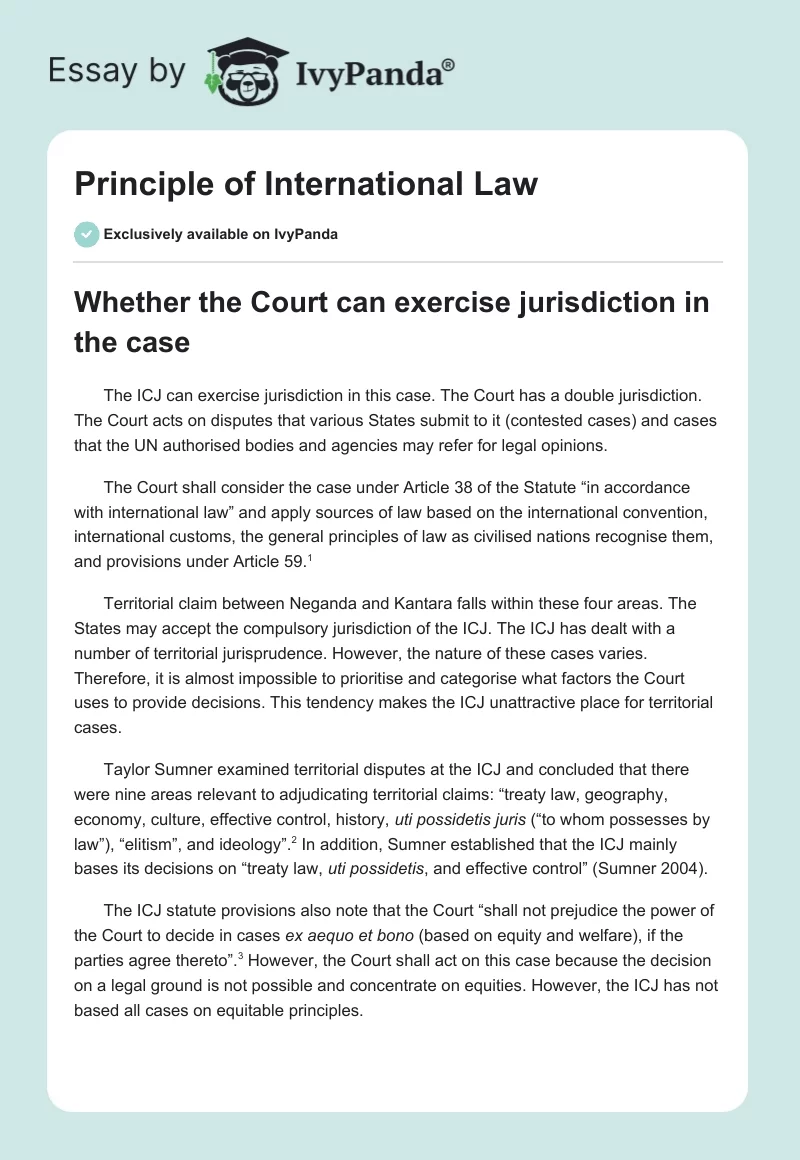 Principle of International Law. Page 1