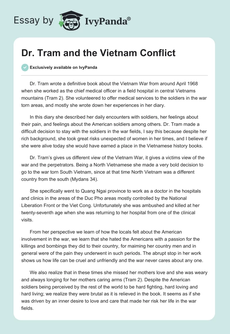 Dr. Tram and the Vietnam Conflict. Page 1