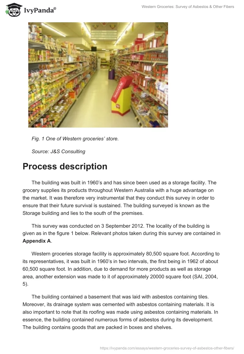 Western Groceries: Survey of Asbestos & Other Fibers. Page 3