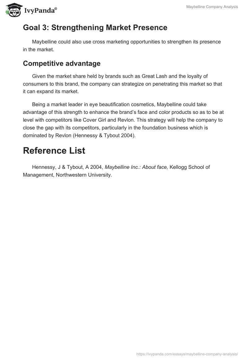 Maybelline Company Analysis. Page 3