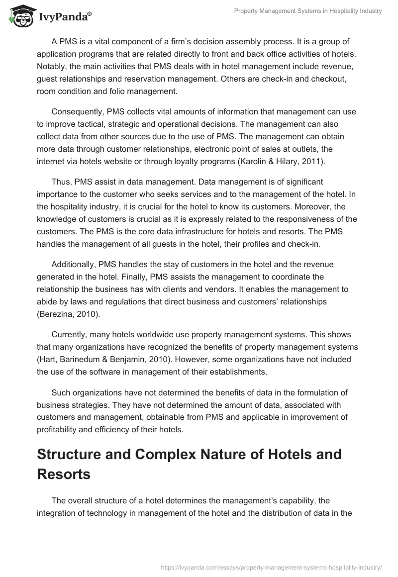 Property Management Systems in Hospitality Industry. Page 2