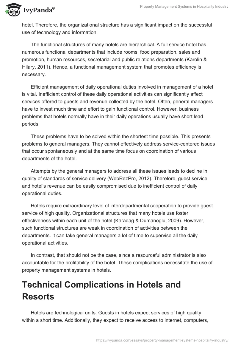 Property Management Systems in Hospitality Industry. Page 3