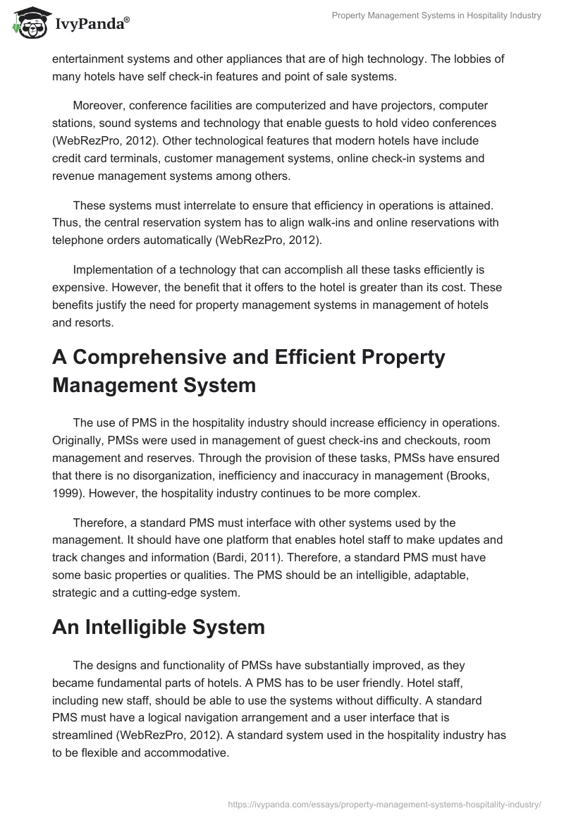 Property Management Systems in Hospitality Industry. Page 4