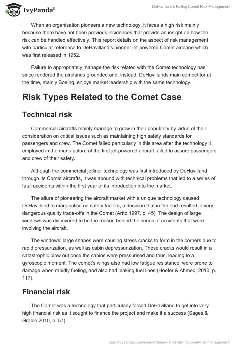 DeHavilland's Falling Comet Risk Management. Page 2