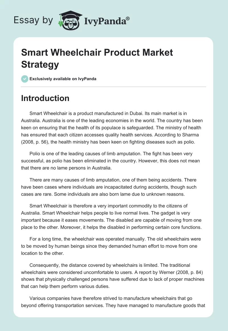 Smart Wheelchair Product Market Strategy. Page 1