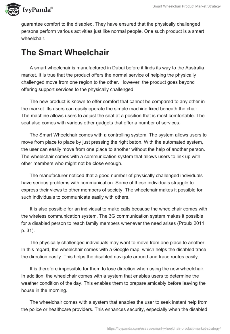 Smart Wheelchair Product Market Strategy. Page 2
