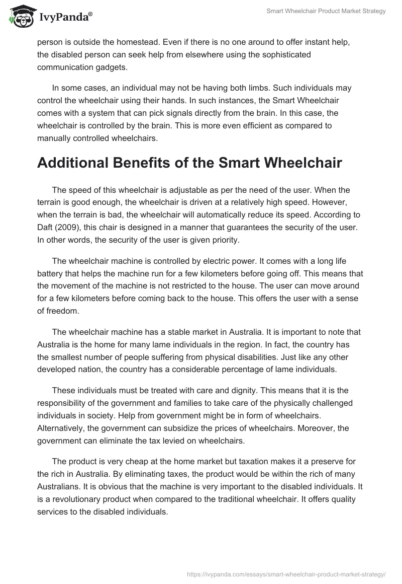 Smart Wheelchair Product Market Strategy. Page 3