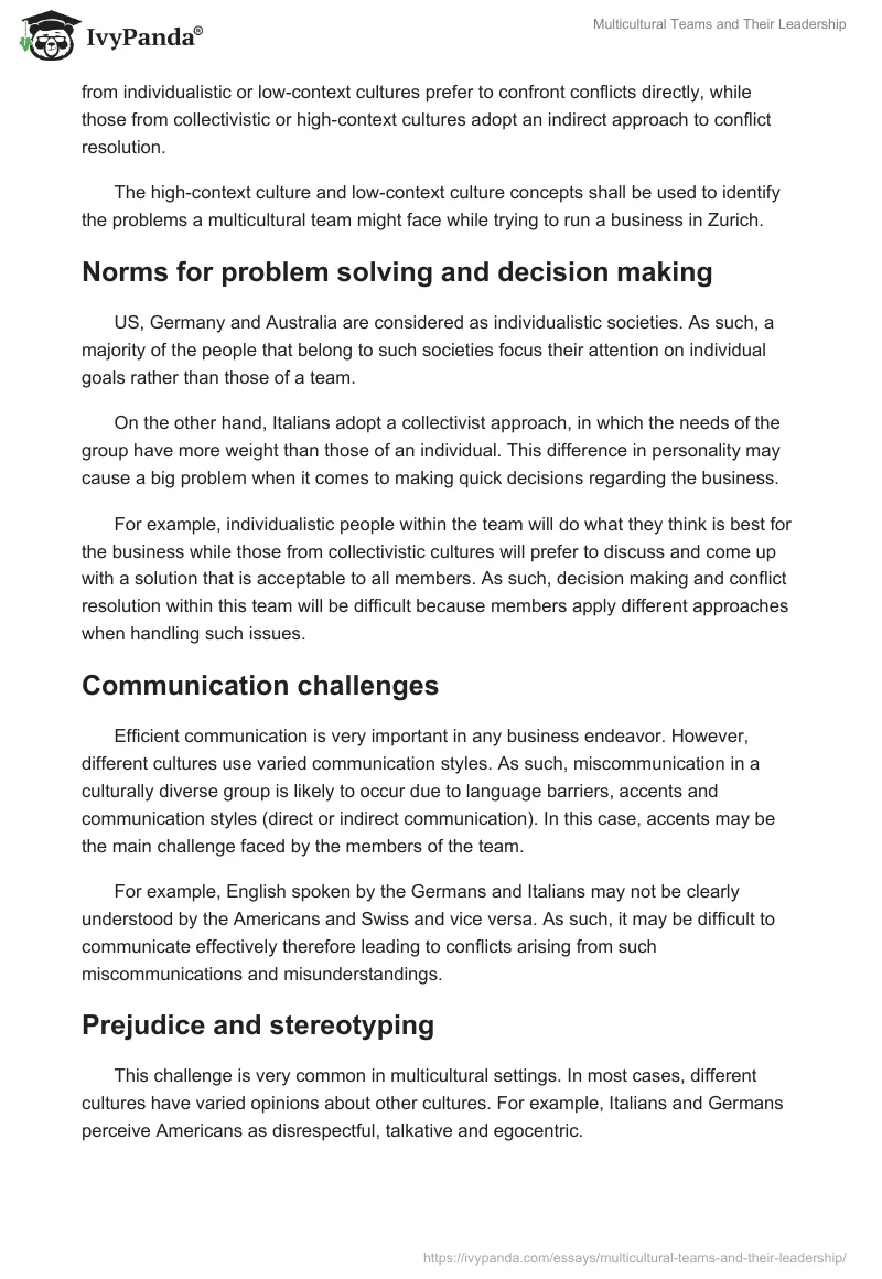 Multicultural Teams and Their Leadership. Page 2