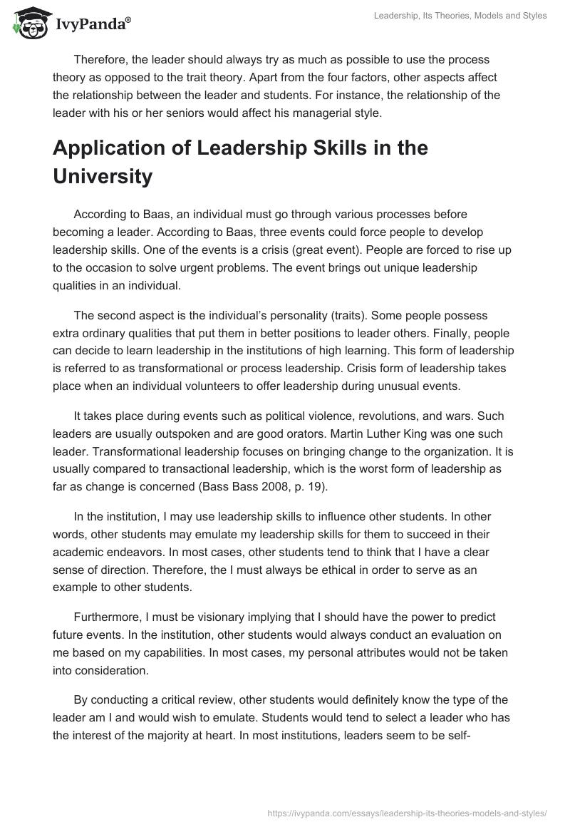 Leadership, Its Theories, Models and Styles. Page 3